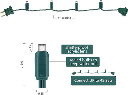 UL Listed 50 Count 5mm Led Lights,Outdoor Mini Led String Lights for Garden Patio Halloween Christmas Trees Lighting Decorations,17 Feet Green Wire,Purple Color