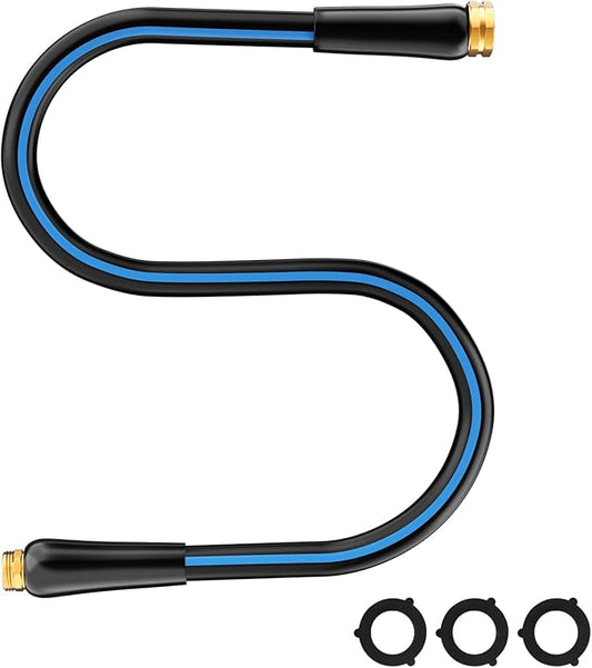 Short Garden Hose 5/8” 5FT: Burst-Resistant Water Hose with Sturdy Brass Fittings - Leakproof Hose Male to Female - Durable Hose for Yard, Lawn, Car Wash, Outdoor, Watering, Dark Blue