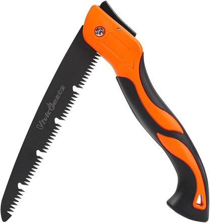 Vivicreate Folding Hand Pruning Camping Saw Survival Bushcraft Saw Tree Pruning Cutting Hand Limb Yard Work Folding Saw serrucho plegable sierra de poda herramientas de jardinería (10 Inch)