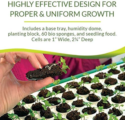 Park Seed Bio Dome Seed Starter Kit with 60 Cell Planting Block, Base Tray, Humidity Dome & 60 Bio Sponges