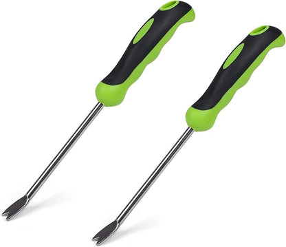 2 Pack Garden Hand Weeder Tool with Ergonomic Handle, Stainless Steel Garden Lawn Weed Puller