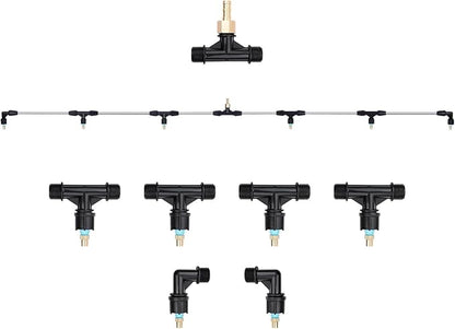 Metal 6-Nozzle Poly Boom Wand with 3/8" Brass Fitting, 7.5 Ft. ATV sprayer Boom, Wide-Coverage Agricultural & Lawn Spray Attachment for Tractors/UTVs (Metal Wand)