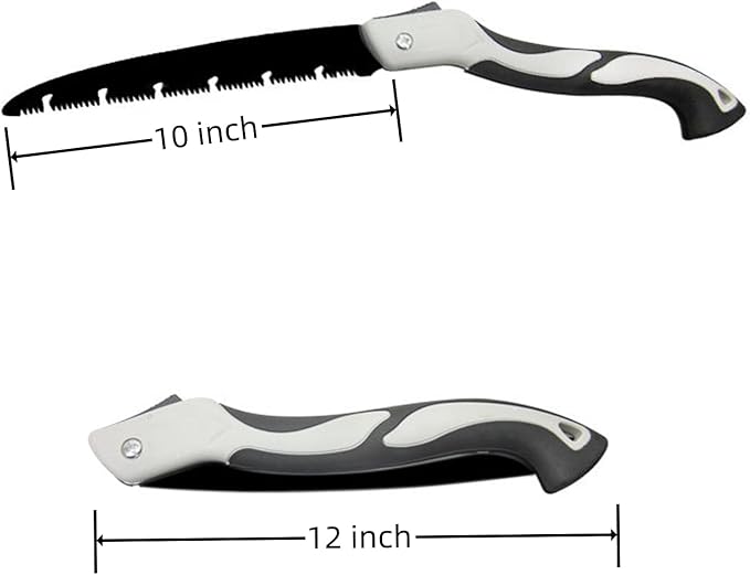 7 Inch + 10 Inch Folding Saw, Pruning Hand Saw for Wood Cutting, Garden Pruner with SK5 Curved Blade, Foldable Handsaw for Tree Trimming, Camping, Gardening and Carpentry