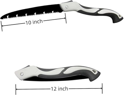 7 Inch + 10 Inch Folding Saw, Pruning Hand Saw for Wood Cutting, Garden Pruner with SK5 Curved Blade, Foldable Handsaw for Tree Trimming, Camping, Gardening and Carpentry
