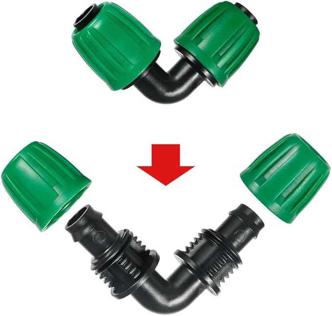 15 Pcs 1/2 Inch Drip Irrigation Elbow Fittings(1/2" ID x 0.640" OD), 90 Degree Drip Lock Barbed Nut Hose Elbow Connectors for 1/2 Drip Irrigation Tubing Connection Parts for Garden Watering System