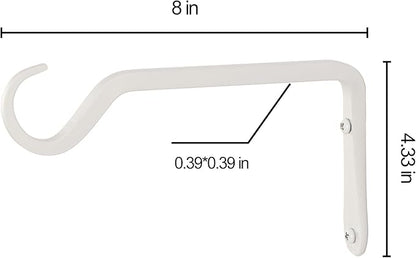 8" Plant Hangers 2-Pack - Heavy Duty Rust-Resistant Steel Hooks for Bird Feeders, Indoor/Outdoor Plants & Wall Decor, White
