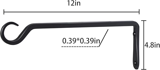 12inch 4 Pack Plant Hanger, Sturdy Hanging Plant Hangers Outdoor, Bird Feeder Hanger for Bird Feeders, Planters, Lanterns, Wind Chimes Indoor Outdoor, Upgrade Black