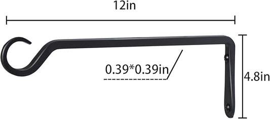 12" Plant Hangers 8-Pack - Heavy Duty Rust-Resistant Steel Hooks for Bird Feeders, Indoor/Outdoor Plants & Wall Decor, Black