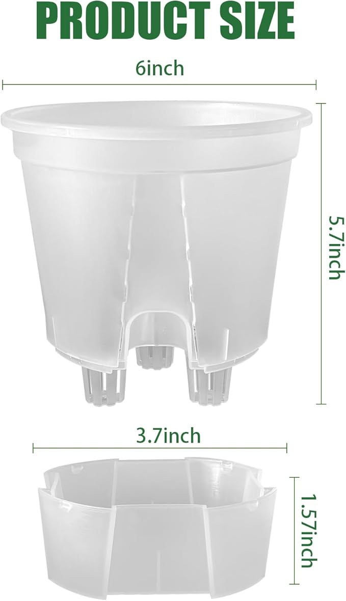 Cdd's Path 5-Pack 6 Inch Self Watering Pots Set with Holes for Indoor/Outdoor Plants,Planter Pot with Watering Hole/Reservoir and Air Pipes,Clear