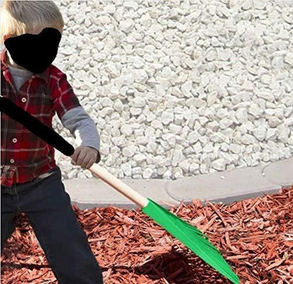 Rakes with Hardwood Handle, Durable Plastic Head to Sweep Leaves in Lawn and Tidying Up The Garden, 34" (Green), 6 Pack