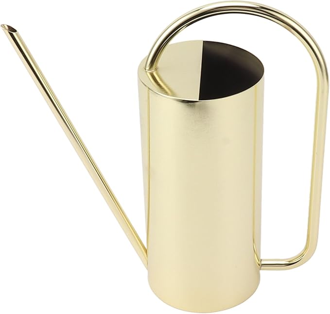 Watering Can, Wide Application Rustproof Long Spout Watering Pot Stainless Steel for Garden (Gold)
