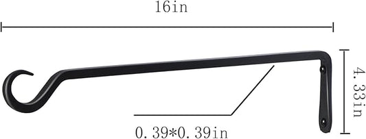 16 inch Plant Hanger, Sturdy Hanging Plant Bracket Outdoor, Hanging Plant Wall Hook Heavy Duty, for Hanging Bird Feeders, Planters, Lanterns, Wind Chimes, Indoor/Outdoor Use, Black, Set of 4