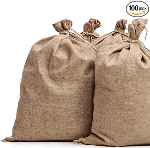 Burlap Bags for Vegetables & Gardening, 22" X 36"- Jute Sacks Perfect for Kids - Plant Covers - Holds Up to 50lbs - Food Grade (Burlap Sack, 100, Count)
