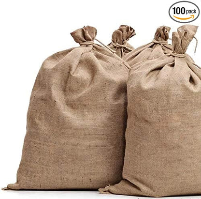 Burlap Bags for Vegetables & Gardening, 22" X 36"- Jute Sacks Perfect for Kids - Plant Covers - Holds Up to 50lbs - Food Grade (Burlap Sack, 100, Count)