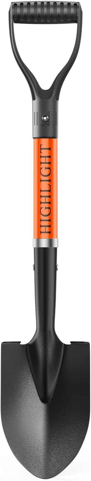 HIGHLIGHT Small Shovels,Gardening Shovel for Digging, Mini Kids Shovel, Length 28 Inches, D Handle, for Metal Beach, Camping, Snow, Fiberglass Handle, Orange