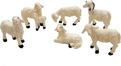 Miniature Garden Figurines Set of 6 Sheep Statues - Outdoor Decor Art for Fall Winter - Patio, Lawn, Yard Decoration - Housewarming Gift (Sheep)