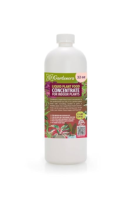 Gardenera Plant Growth Superfood for Indoor Plants with Essential Vitamins & Minerals - Organic Plant Food Fertilizer - Micro-Fungi and Bio-Organisms for Indoor Plant Care & Growth Enhancement - 32oz