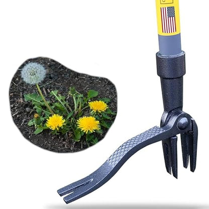 Rocklin™ Stand Up Weed Puller Tool - 4 Claw Steel Head - 48 inch Handle - 100% Metal - Easily Remove Weeds Without Bending or Kneeling WeedPuller