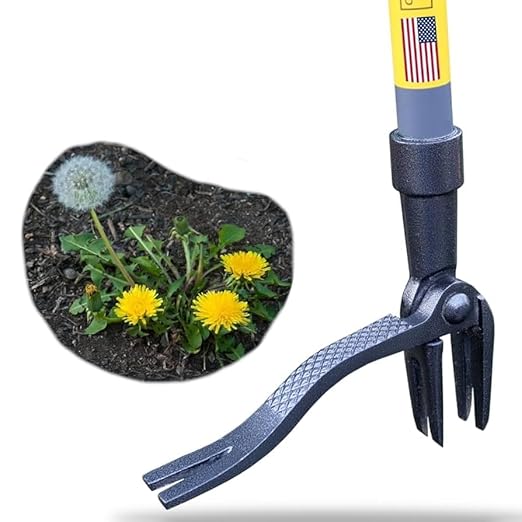Rocklin™ Stand Up Weed Puller Tool - 4 Claw Steel Head - 48 inch Handle - 100% Metal - Easily Remove Weeds Without Bending or Kneeling WeedPuller