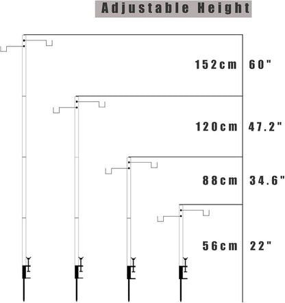 HIKEMAN Folding Lantern Stand Pole Portable Lamp Stand Hook Collapasible Light Stand Holder for Camping Fishing Picnic BBQ Outdoor Activities (Black)