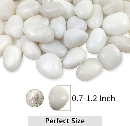 River Rocks for Landscaping, Natural Polished Pebbles for Indoor Plants, Small Decorative White Stones for Vase Fish Tank Aquariums Landscaping Garden, 20lbs