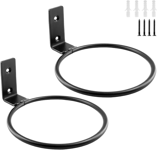 2 Pack 5 inch Flower Pot Holder Ring, Flower Pot Holder Ring Wall Mounted Set Wall Mounted Metal Planter Hanger Matte Black Hanging Plant Holder