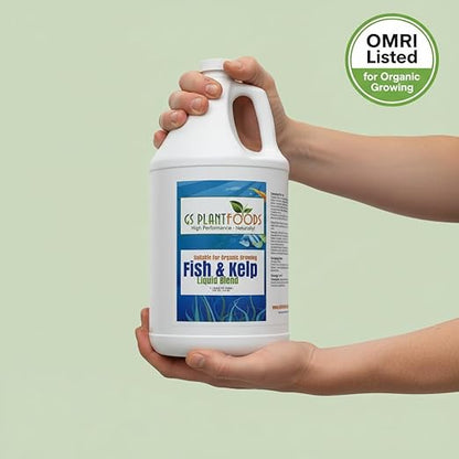 GS Plant Foods Liquid Fish & Kelp Fertilizer (1 Gallon) – Organic Material Review Institute Listed Natural Plant Food for Home Gardens, and Vegetables