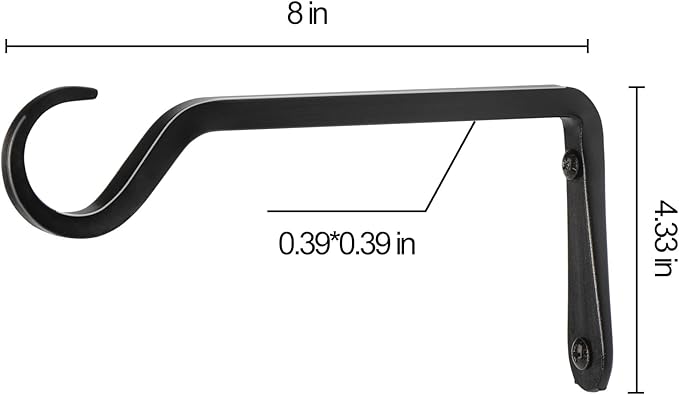 8 inch Plant Hanger, Sturdy Hanging Plant Bracket Outdoor, Hanging Plant Wall Hook Heavy Duty, for Hanging Bird Feeders, Planters, Lanterns, Wind Chimes, Indoor/Outdoor Use, Black, Set of 2