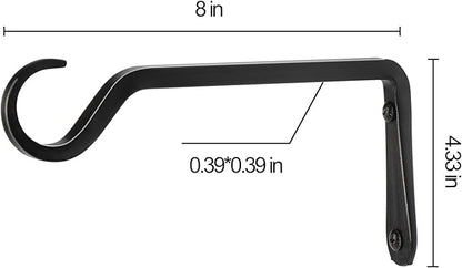 8 inch Plant Hanger, Sturdy Hanging Plant Bracket Outdoor, Hanging Plant Wall Hook Heavy Duty, for Hanging Bird Feeders, Planters, Lanterns, Wind Chimes, Indoor/Outdoor Use, Black, Set of 2