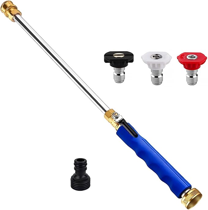 Jet Nozzle High Pressure Hose Nozzle, Hydro Jet High Pressure Washer Tools With 3 Different Nozzles, 3-In-1 High Pressure Power Wand, Hose Quick Connectors For Patio Car Pet Window Washing, Blue