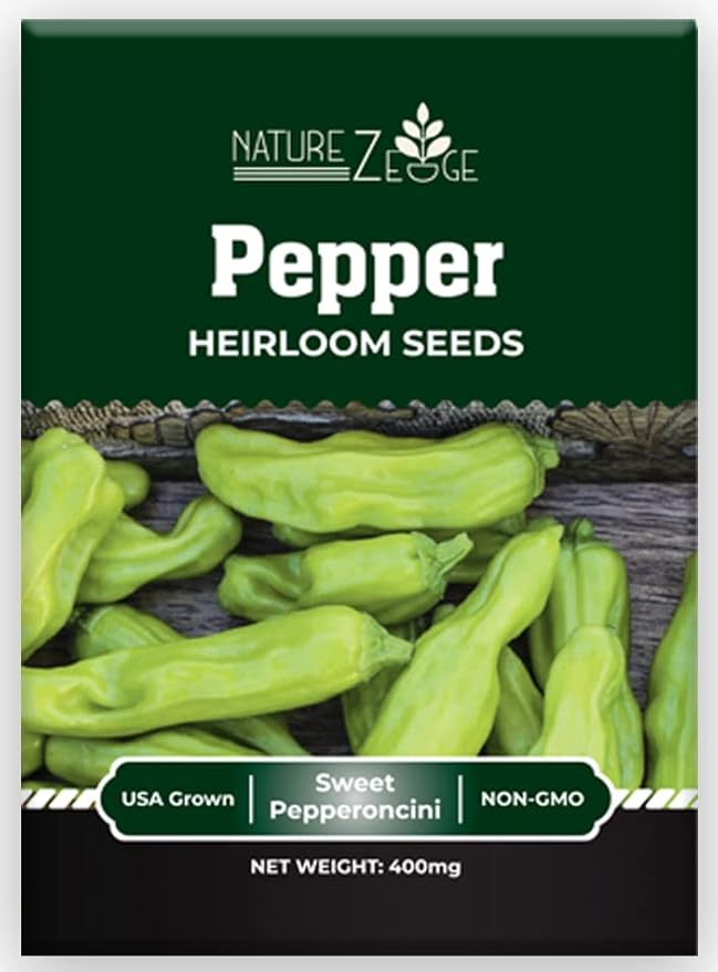 Sweet Pepper Seeds for Planting, Sweet Banana Pepper Seeds, Pepperoncini, Sweet Cherry Pepper Seeds, California Wonder Bell Pepper, and Anaheim, Heirloom Pepper Seed Assortment, Non-GMO