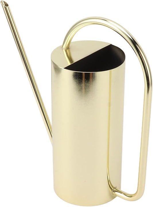 Watering Can, Wide Application Rustproof Long Spout Watering Pot Stainless Steel for Garden (Gold)