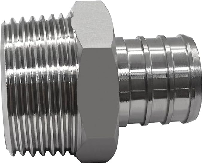 beduan Stainless Steel PEX Garden Hose Adapter Fitting 1/2" PEX Barb to 3/4" GHT Male Connector for Outdoor Garden Irrigation Watering