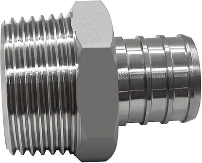 beduan Stainless Steel PEX Garden Hose Adapter Fitting 3/4" PEX Barb to 3/4" GHT Male Connector for Garden Irrigation Outdoor Watering(Pack of 1)