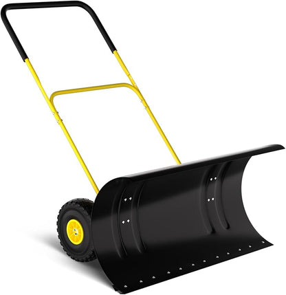 36” Snow Shovel for Driveway,Heavy Duty Wheeled Rolling Shovels 5 Position Angled Blade, Ergonomic Handle & Rubber Wheels for Efficient Snow Removal, Snow Plow for Doorway,Driveway and Sidewalks