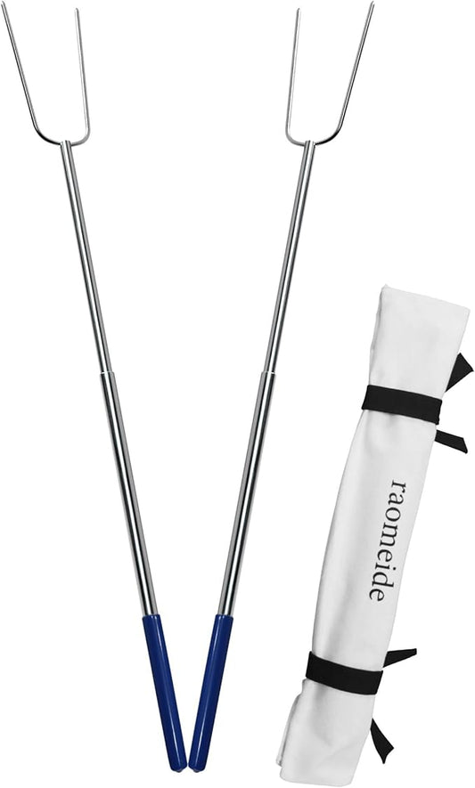 32" Heavy Duty Hot Dog Roasting Sticks for Campfire, Smores Sticks for Fire Pit Long, Marshmallows Skewers (2 Pack)