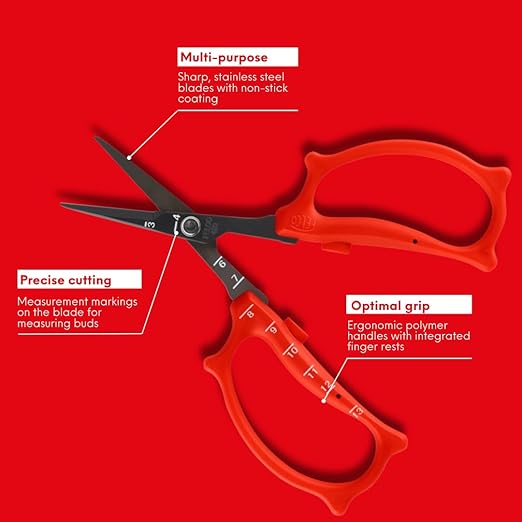 Felco 420 Trimming Scissors – 6.1" Garden Clippers with Fine Tip & Non-Stick Blade | Pruning Shears for Gardening | Garden Scissors for Plant with Stainless Steel Blade, Built-In Ruler