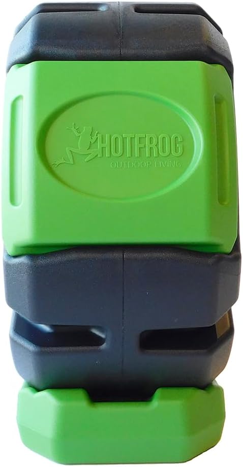 FCMP Outdoor HOTFROG Half Size Rolling Single Chamber Batch Tumbling Composter - Outdoor Rotating Garden Compost Bin (HF-RC2000WB-GRN) Black & Green (19-Gallon)