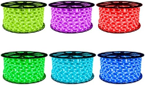 CBconcept 30 Feet RGB Color Changing 120 Volt High Output LED SMD5050 Flexible Flat LED Strip Rope Light - [Christmas Lighting, Indoor/Outdoor Rope Lighting, Ceiling Light, Kitchen Lighting]