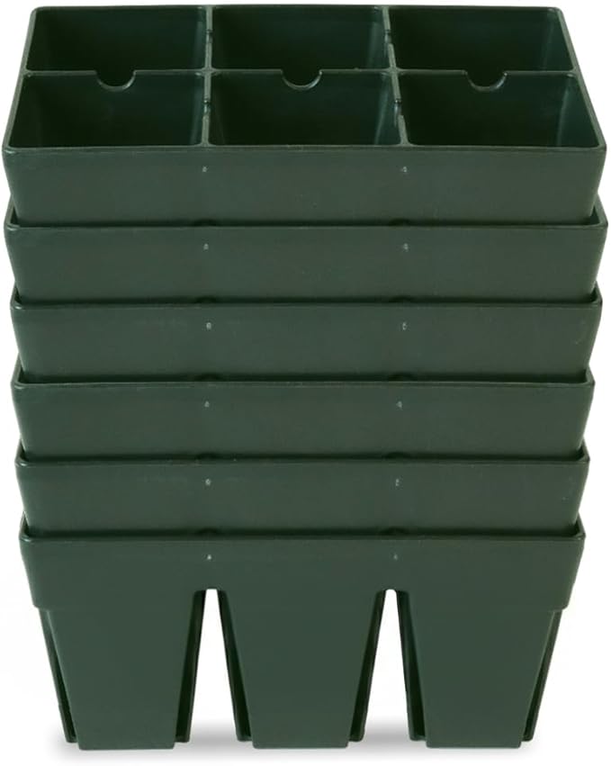 Epic Gardening Reusable Seed Starter Tray - Easy Watering Seed Starting Trays - Gardener Friendly Plant Trays for Seedlings | UV-Treated & BPA-Free -6-Cell Seed Starting Trays - 6 Trays/Sage Green