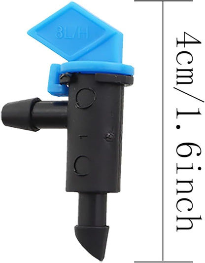 60PCS Drip Irrigation Emitters Garden Flag Irrigation Heads Three Sizes 4L 8L 16L/H Blue Green Black for Trees Shrubs Cooling Dust Reduction Orchards