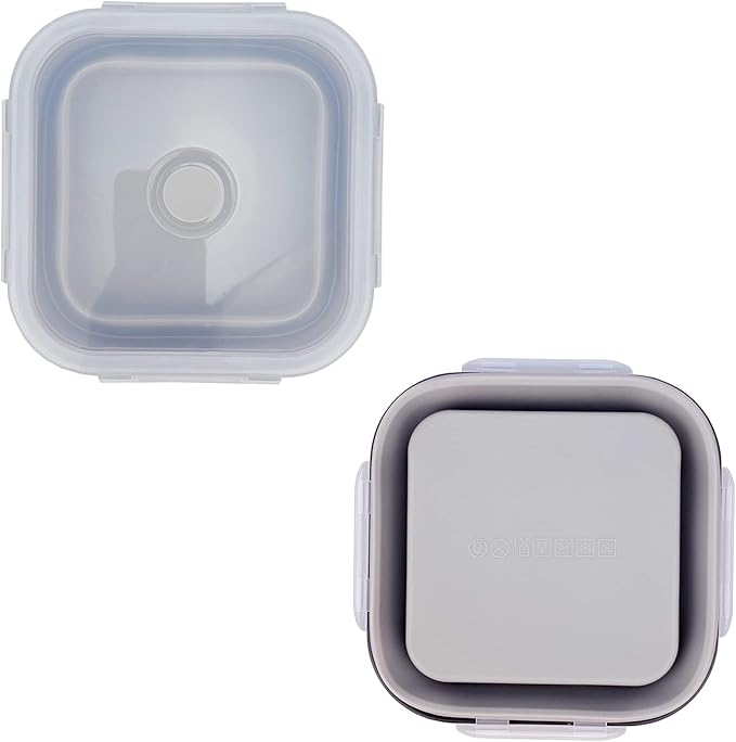 CARTINTS Large 1200ml Collapsible Bowls with Lids, Silicone Food Storage Containers, Space-Saving Meal Prep Containers For Kitchen and Outdoors Camping, Set of 3, Grey