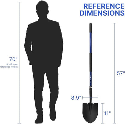 Shovel,Shovels for Digging Heavy Duty with Fiberglass Handle,Spade Shovel for Gardening Trenching Planting Transferring,57 inches,Blue