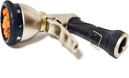 Garden Hose Nozzle,Heavy Duty Metal Water Hose Sprayer Nozzle with 9 Adjustable Spray Patterns,High Pressure Handheld Spray Nozzle Gun for Watering Plants, Car Washing