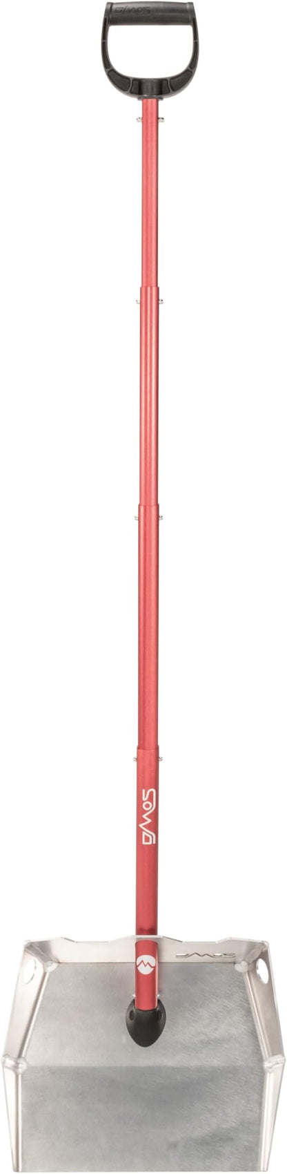 DMOS Alpha Shovel - Lightweight, Heavy-Duty Aluminum Snow Shovel with Extendable & Collapsible Handle for Sidewalks & Driveways - Red