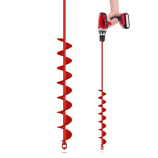 SYITCUN Auger Drill Bit for Planting - 2" X 32" Heavy-Duty Garden Spiral Drill Bit - Bulb Planter & Post Hole Digger - 3/8" Hex Drive