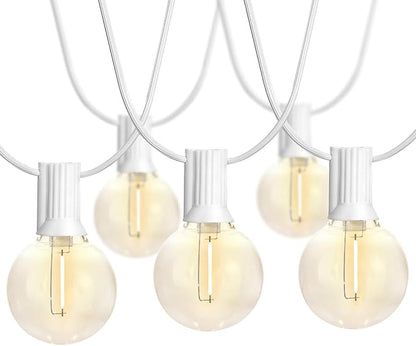 SUNTHIN White Outdoor String Lights, 48FT White Patio Lights with 25 G40 Shatterproof LED Bulbs(1 Spare), Waterproof Hanging Outside Lights for Porch, Deck, Garden, Pergola, Bistro