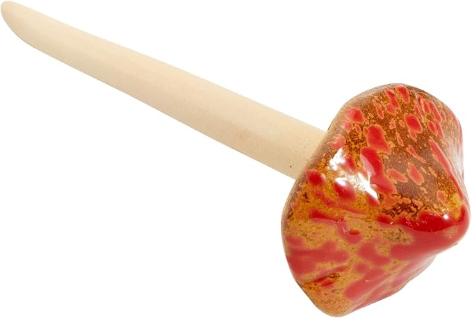 Juvale Ceramic Outdoor Mushrooms Plant Stakes - 5 in, Assorted Brown, Red, Orange & Green, 4-Pack - Set of Garden Mushrooms for Planter Pots & Indoor & Outdoor Garden Decor