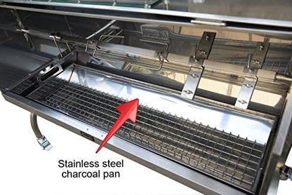 52" Charotis Propane/Charcoal 50W motor,100% Stainless Steel BBQ rotisserie for whole pig, lamb, goat - Model SSGC1