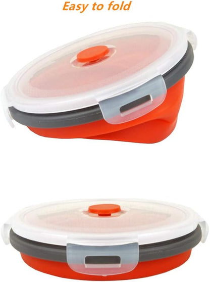 CARTINTS 800ml Silicone Collapsible Food Storage Containers-Prep/Storage Bowls with Lids - Round Silicone Lunch Containers - Microwave and Freezer Safe Set of 5